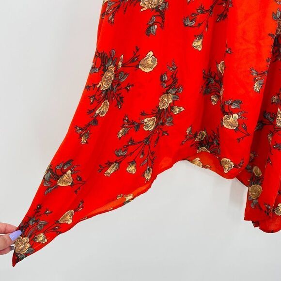 NEW Torrid Size 1X Orange Floral Sharkbite Hem Georgette Tank Top Blouse - Picture 6 of 10